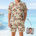 Man wearing Men's Indie Optics Custom Face Shirt & Shorts Set — custom faces printed all-over