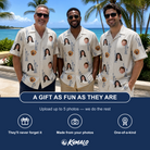 Friends in matching Men's Harbor Halo Custom Face Hawaiian Shirt — a group gift photo