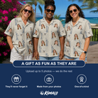 Friends in matching Women's Harbor Halo Custom Face Hawaiian Shirt — a group gift photo
