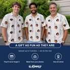 Friends in matching Men's Harbor Halo Custom Face Polo Shirt — a group gift photo