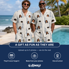 Friends in matching Men's Harbor Halo Custom Face Shirt & Shorts Set — a group gift photo