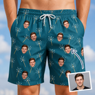 Man wearing Men's Continental Crackle Custom Face Beach Shorts — custom faces printed all-over