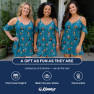 Friends in matching Women's Continental Crackle Custom Face Off-Shoulder Dress — a group gift photo
