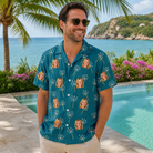 Real-life photo of someone wearing Men's Continental Crackle Custom Face Hawaiian Shirt — custom faces printed all-over