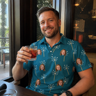 Real-life photo of someone wearing Men's Continental Crackle Custom Face Polo Shirt — custom faces printed all-over