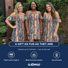 Friends in matching Women's Copper Colossus Custom Face Off-Shoulder Dress — a group gift photo