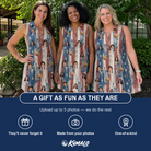 Friends in matching Women's Copper Colossus Custom Face V-Neck Dress — a group gift photo