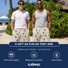 Friends in matching Men's Talon Toast Custom Face Beach Shorts — a group gift photo