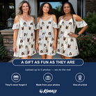 Friends in matching Women's Talon Toast Custom Face Off-Shoulder Dress — a group gift photo