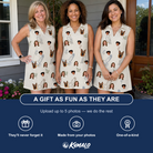 Friends in matching Women's Talon Toast Custom Face V-Neck Dress — a group gift photo