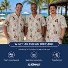 Friends in matching Men's Talon Toast Custom Face Hawaiian Shirt — a group gift photo