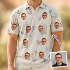 Man wearing Men's Talon Toast Custom Face Polo Shirt — custom faces printed all-over