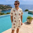 Real-life photo of someone wearing Men's Talon Toast Custom Face Shirt & Shorts Set — custom faces printed all-over