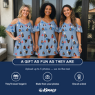 Friends in matching Women's Bunting Bonanza Custom Face Off-Shoulder Dress — a group gift photo