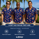Friends in matching Men's July Quarters Custom Face Hawaiian Shirt — a group gift photo