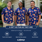 Friends in matching Men's July Quarters Custom Face Polo Shirt — a group gift photo