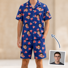 Man wearing Men's July Quarters Custom Face Shirt & Shorts Set — custom faces printed all-over