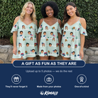 Friends in matching Women's Old Glory Custom Face Off-Shoulder Dress — a group gift photo