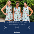 Friends in matching Women's Old Glory Custom Face V-Neck Dress — a group gift photo