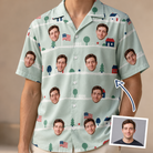 Man wearing Men's Old Glory Custom Face Hawaiian Shirt — custom faces printed all-over