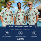 Friends in matching Men's Old Glory Custom Face Hawaiian Shirt — a group gift photo