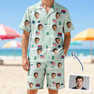 Man wearing Men's Old Glory Custom Face Shirt & Shorts Set — custom faces printed all-over