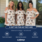 Friends in matching Women's Americana Arc Custom Face Off-Shoulder Dress — a group gift photo