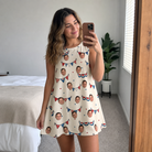 Real-life photo of someone wearing Women's Americana Arc Custom Face Tank Dress — custom faces printed all-over