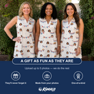 Friends in matching Women's Americana Arc Custom Face V-Neck Dress — a group gift photo