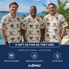 Friends in matching Men's Americana Arc Custom Face Hawaiian Shirt — a group gift photo