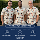 Friends in matching Men's Americana Arc Custom Face Polo Shirt — a group gift photo