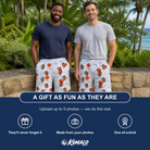 Friends in matching Men's Grill Rights Custom Face Beach Shorts — a group gift photo