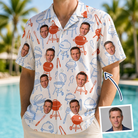Man wearing Men's Grill Rights Custom Face Hawaiian Shirt — custom faces printed all-over