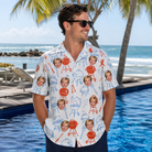Real-life photo of someone wearing Men's Grill Rights Custom Face Hawaiian Shirt — custom faces printed all-over
