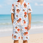 Model wearing Men's Grill Rights Custom Face Shirt & Shorts Set printed with kids' faces