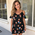 Real-life photo of someone wearing Women's Popsicle Pride Custom Face Off-Shoulder Dress — custom faces printed all-over