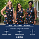Friends in matching Women's Popsicle Pride Custom Face V-Neck Dress — a group gift photo