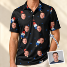Man wearing Men's Popsicle Pride Custom Face Polo Shirt — custom faces printed all-over