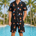 Model wearing Men's Popsicle Pride Custom Face Shirt & Shorts Set printed with kids' faces