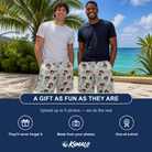 Friends in matching Men's Glove Affair Custom Face Beach Shorts — a group gift photo