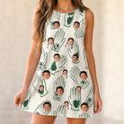 Model wearing Women's Glove Affair Custom Face Tank Dress printed with kids' faces