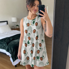 Real-life photo of someone wearing Women's Glove Affair Custom Face Tank Dress — custom faces printed all-over