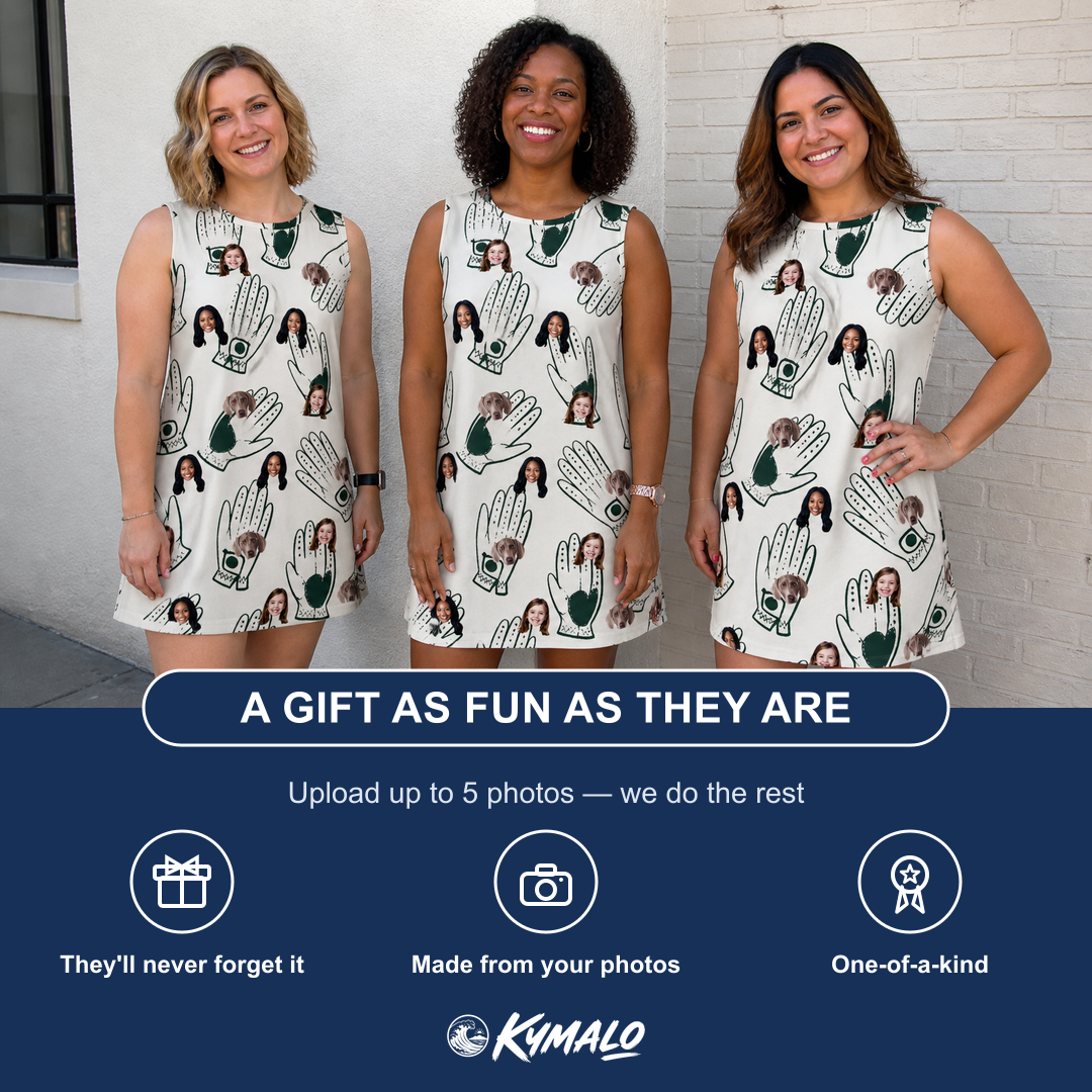 Friends in matching Women's Glove Affair Custom Face Tank Dress — a group gift photo