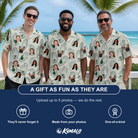 Friends in matching Men's Glove Affair Custom Face Hawaiian Shirt — a group gift photo