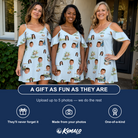 Friends in matching Women's Driver Drifters Custom Face Off-Shoulder Dress — a group gift photo