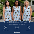 Friends in matching Women's Driver Drifters Custom Face V-Neck Dress — a group gift photo
