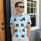 Real-life photo of someone wearing Men's Driver Drifters Custom Face Polo Shirt — custom faces printed all-over