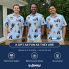 Friends in matching Men's Driver Drifters Custom Face Polo Shirt — a group gift photo