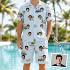 Man wearing Men's Driver Drifters Custom Face Shirt & Shorts Set — custom faces printed all-over