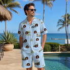 Real-life photo of someone wearing Men's Driver Drifters Custom Face Shirt & Shorts Set — custom faces printed all-over